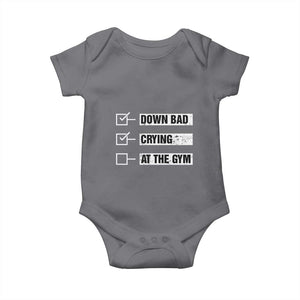 Funny Gymer Baby Onesie Down Bad Crying at the Gym TS09 Charcoal Print Your Wear