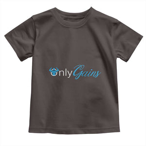 Funny Gymer Baby Shirt Only Gains Fitness TS09 Dark Chocolate Print Your Wear