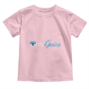 Funny Gymer Baby Shirt Only Gains Fitness TS09 Light Pink Print Your Wear