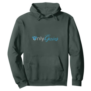 Funny Gymer Hoodie Only Gains Fitness TS09 Dark Forest Green Print Your Wear