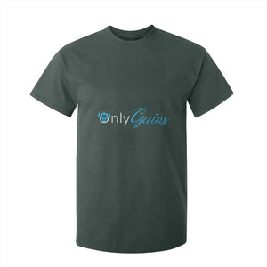 Funny Gymer T Shirt For Kid Only Gains Fitness TS09 Dark Forest Green Print Your Wear
