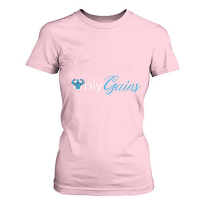 Funny Gymer T Shirt For Women Only Gains Fitness TS09 Light Pink Print Your Wear