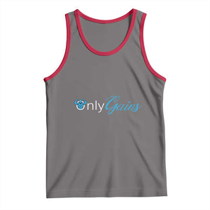 Funny Gymer Tank Top Only Gains Fitness TS09 Deep Heather Red Print Your Wear