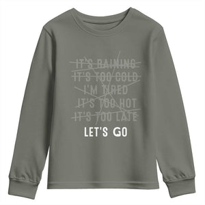 Gymer Youth Sweatshirt Let's Go Gym No Reasons Fitness Motivation TS09 Military Green Print Your Wear