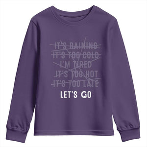 Gymer Youth Sweatshirt Let's Go Gym No Reasons Fitness Motivation TS09 Purple Print Your Wear