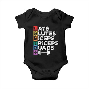 LGBTQ Gymer Baby Onesie Lats Glutes Biceps Triceps Quads TS09 Black Print Your Wear