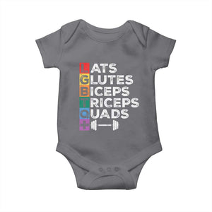 LGBTQ Gymer Baby Onesie Lats Glutes Biceps Triceps Quads TS09 Charcoal Print Your Wear