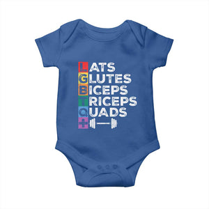 LGBTQ Gymer Baby Onesie Lats Glutes Biceps Triceps Quads TS09 Royal Blue Print Your Wear