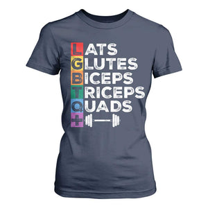 LGBTQ Gymer T Shirt For Women Lats Glutes Biceps Triceps Quads TS09 Navy Print Your Wear