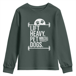 Gymer Dog Lover Youth Sweatshirt Lift Heavy Pet Dogs TS09 Dark Forest Green Print Your Wear