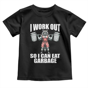 Funny Workout Baby Shirt I Work Out So I Can Eat Garbage Raccoon TS09 Black Print Your Wear