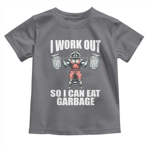 Funny Workout Baby Shirt I Work Out So I Can Eat Garbage Raccoon TS09 Charcoal Print Your Wear
