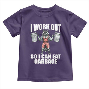 Funny Workout Baby Shirt I Work Out So I Can Eat Garbage Raccoon TS09 Purple Print Your Wear