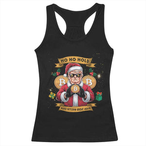 Funny Christmas Bitcoin Racerback Tank Top Ho Ho Hold Merry Crypto Santa Trump TS09 Black Print Your Wear