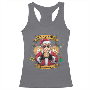 Funny Christmas Bitcoin Racerback Tank Top Ho Ho Hold Merry Crypto Santa Trump TS09 Charcoal Print Your Wear