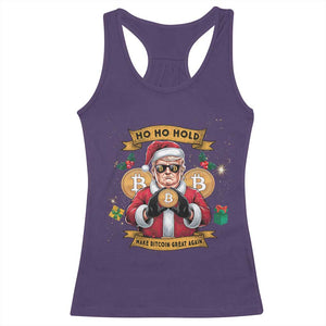 Funny Christmas Bitcoin Racerback Tank Top Ho Ho Hold Merry Crypto Santa Trump TS09 Purple Print Your Wear