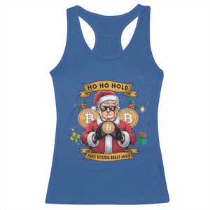 Funny Christmas Bitcoin Racerback Tank Top Ho Ho Hold Merry Crypto Santa Trump TS09 Royal Blue Print Your Wear