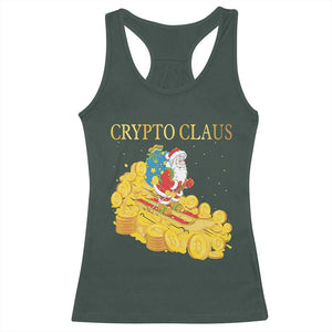 Funny Christmas Bitcoin Crypto Claus Racerback Tank Top TS09 Dark Forest Green Print Your Wear