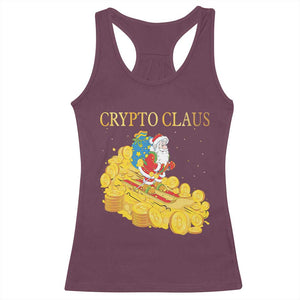 Funny Christmas Bitcoin Crypto Claus Racerback Tank Top TS09 Maroon Print Your Wear