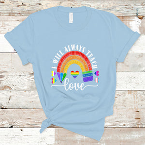LGBT History Month T Shirt Proudest Teacher Ever Teaching Proud Rainbow TS09 Light Blue Printyourwear