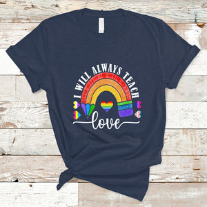 LGBT History Month T Shirt Proudest Teacher Ever Teaching Proud Rainbow TS09 Navy Printyourwear