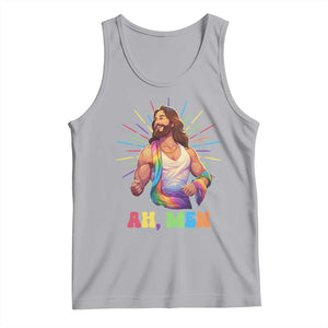 Ah Men Funny LGBT Gay Pride Jesus Rainbow Flag Christian Tank Top TS09 Athletic Heather Print Your Wear