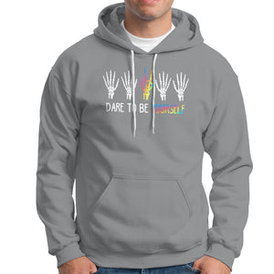 LGBT Pride Hoodie Dare To Be Yourself Skeleton Hand Rainbow TS09 Sport Gray Printyourwear