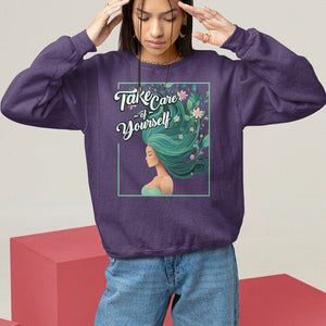 Take Care Of Yourself Self-Love Body Positive Mental Health Sweatshirt TS09 Purple Printyourwear