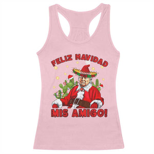 Funny Mexico Xmas Trump Racerback Tank Top Feliz Navidad Mis Amigo Trump Santa TS09 Light Pink Print Your Wear