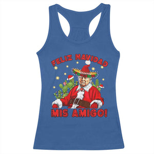 Funny Mexico Xmas Trump Racerback Tank Top Feliz Navidad Mis Amigo Trump Santa TS09 Royal Blue Print Your Wear