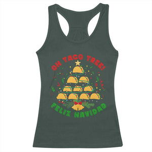 Funny Mexico Xmas Racerback Tank Top Oh Taco Tree Tacos Lover TS09 Dark Forest Green Print Your Wear