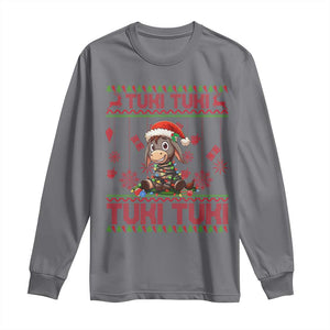 Funny Mexico Xmas Long Sleeve Shirt Tuki Tuki Burrito Cute Donkey Feliz Navidad TS09 Charcoal Print Your Wear