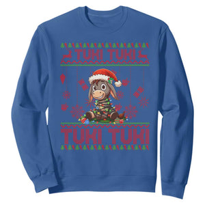 Funny Mexico Xmas Sweatshirt Tuki Tuki Burrito Cute Donkey Feliz Navidad TS09 Royal Blue Print Your Wear