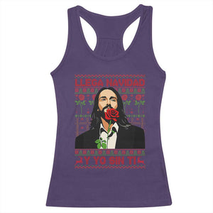 Funny Mexico Xmas Racerback Tank Top Llega Navidad Y Yo Sin Ti Mexican Pop Star TS09 Purple Print Your Wear