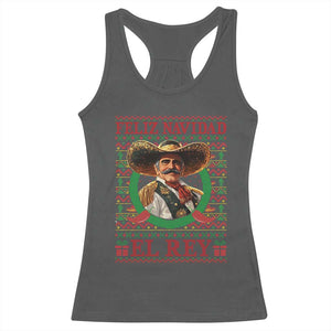 Funny Mexico Xmas Racerback Tank Top Feliz Navidad El Rey Vicente TS09 Dark Heather Print Your Wear