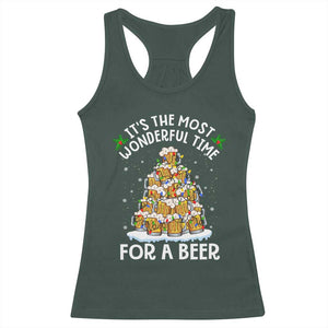 Funny Beer Christmas Tree Racerback Tank Top It's the Most Wonderful Time For A Beer TS09 Dark Forest Green Print Your Wear