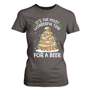 Funny Beer Christmas Tree T Shirt For Women It's the Most Wonderful Time For A Beer TS09 Dark Chocolate Print Your Wear