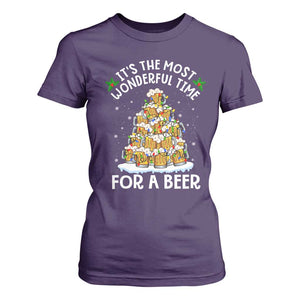 Funny Beer Christmas Tree T Shirt For Women It's the Most Wonderful Time For A Beer TS09 Purple Print Your Wear