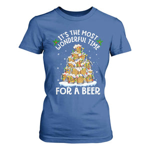 Funny Beer Christmas Tree T Shirt For Women It's the Most Wonderful Time For A Beer TS09 Royal Blue Print Your Wear