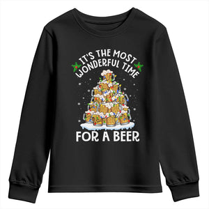 Funny Beer Christmas Tree Youth Sweatshirt It's the Most Wonderful Time For A Beer TS09 Black Print Your Wear