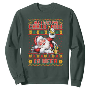 Funny Christmas Beer Sweatshirt It's the Most Wonderful Time For A Beer TS09 Dark Forest Green Print Your Wear