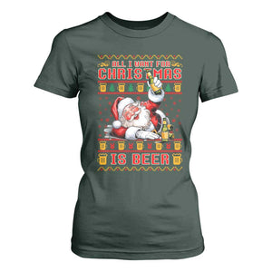 Funny Christmas Beer T Shirt For Women It's the Most Wonderful Time For A Beer TS09 Dark Forest Green Print Your Wear