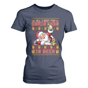 Funny Christmas Beer T Shirt For Women It's the Most Wonderful Time For A Beer TS09 Navy Print Your Wear