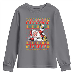 Funny Christmas Beer Youth Sweatshirt It's the Most Wonderful Time For A Beer TS09 Charcoal Print Your Wear