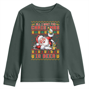 Funny Christmas Beer Youth Sweatshirt It's the Most Wonderful Time For A Beer TS09 Dark Forest Green Print Your Wear