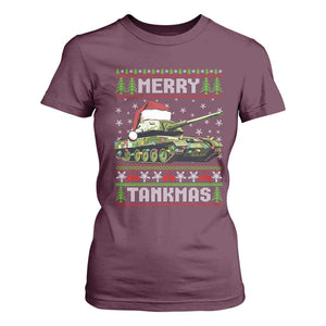 Funny Christmas Veteran T Shirt For Women Merry Tankmas Tank Military Army TS09 Maroon Print Your Wear