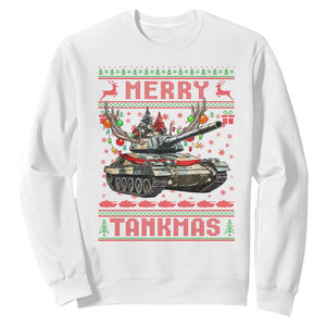 Funny Christmas Military Sweatshirt Merry Tankmas Tank Veteran Army TS09 White Print Your Wear