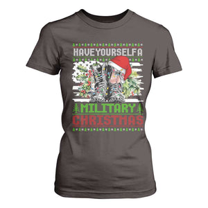 Funny Christmas Veteran T Shirt For Women Have Yourself A Military Christmas TS09 Dark Chocolate Print Your Wear