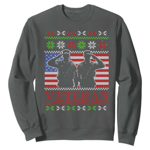 Christmas Veteran Sweatshirt Soldier America Flag Patriotic TS09 Dark Heather Print Your Wear