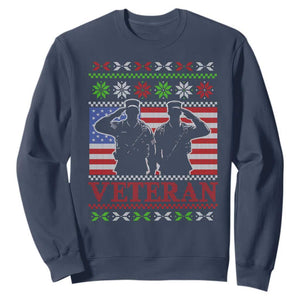 Christmas Veteran Sweatshirt Soldier America Flag Patriotic TS09 Navy Print Your Wear